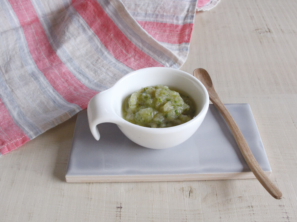 mogcookのお魚離乳食レシピ。　魚とブロッコリースプラウトのさつま和え