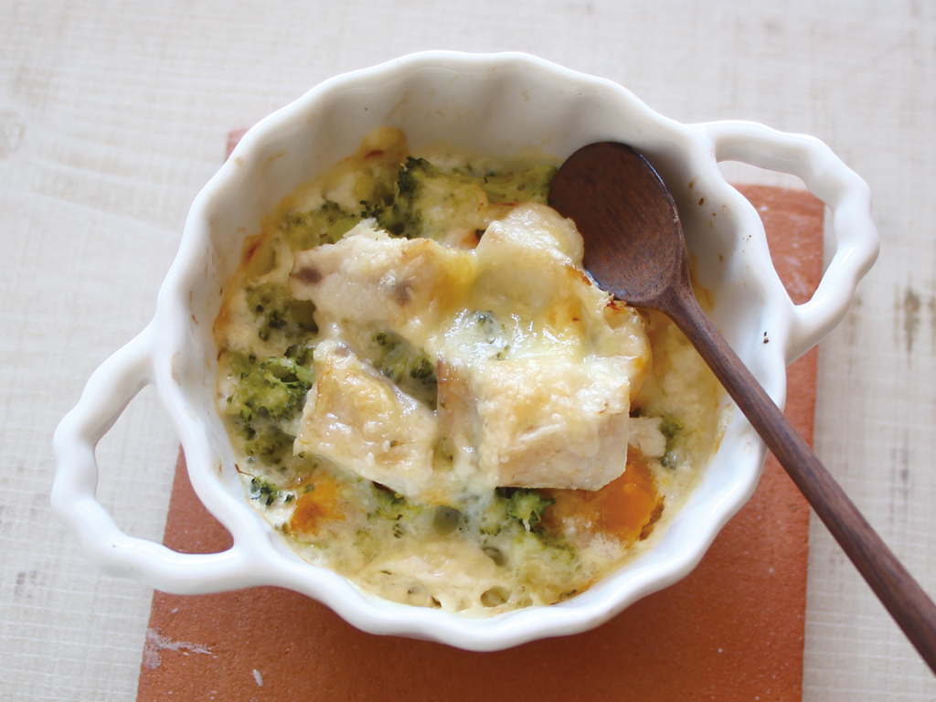 mogcookのお魚離乳食レシピ　魚とブロッコリーのチーズかぼちゃ