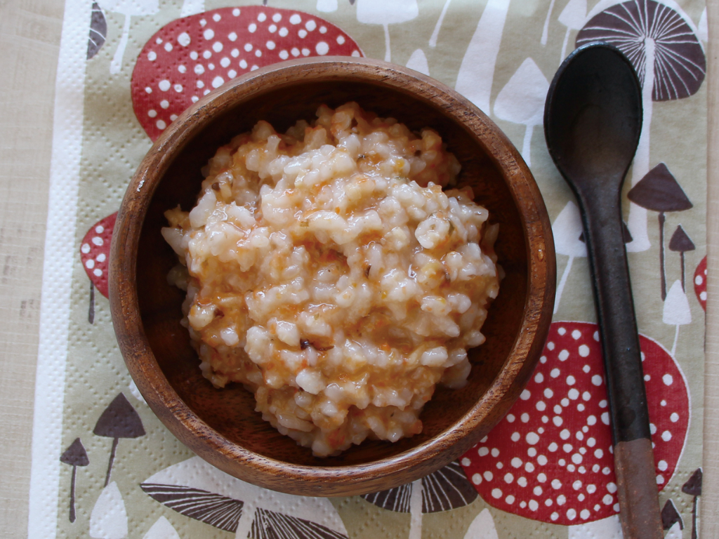 mogcookのお魚離乳食レシピ　魚とにんじんののりお粥