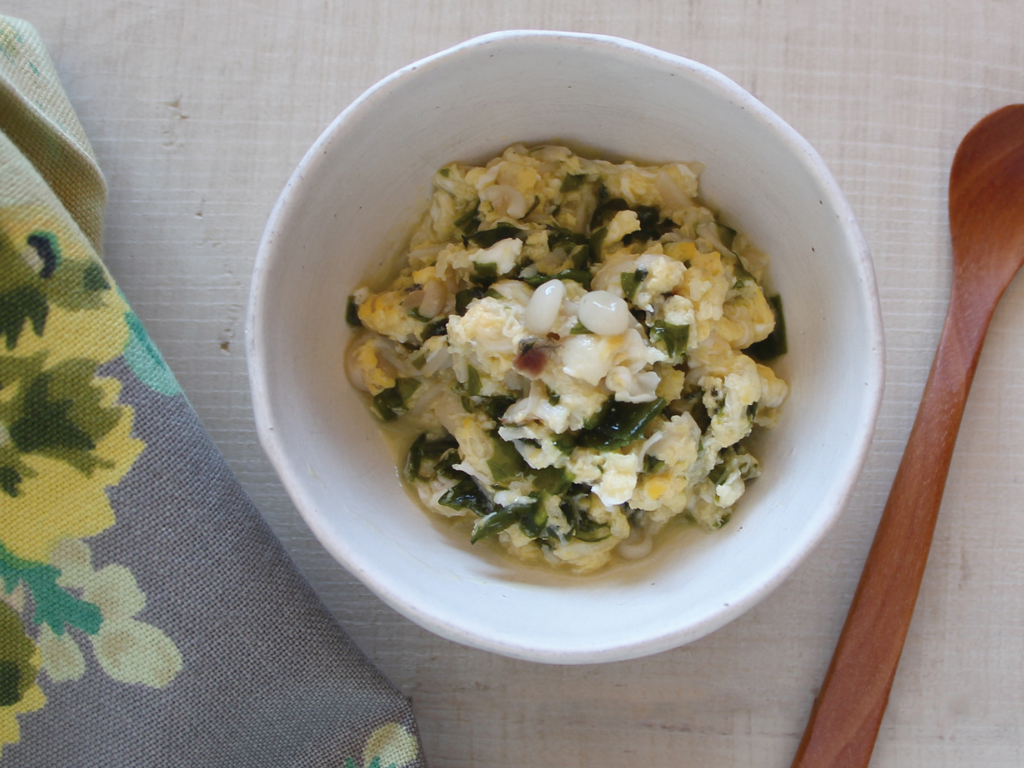 mogcookのお魚離乳食レシピ　魚とわかめの卵とじ